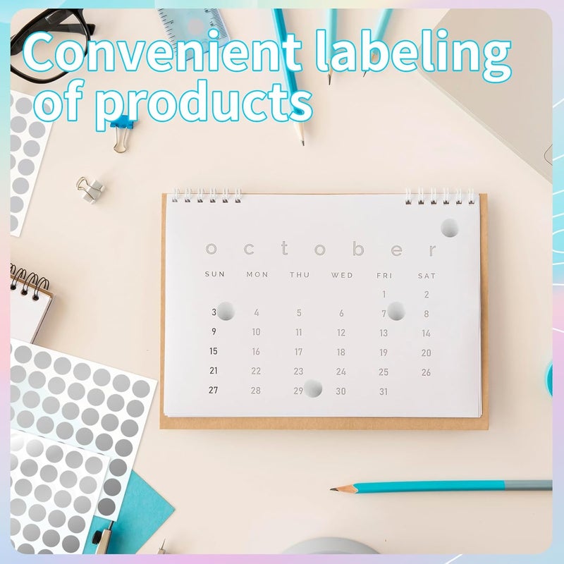 starboling Dot Stickers, 1/2 Inch Silver Circle Labels, 1400pcs Self-Adhesive Writable Color Coding Stickers for Office, Classroom, Garage Sale - Image 4